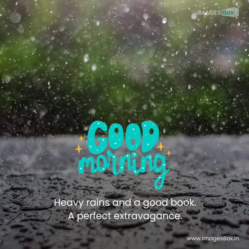 Rainfall good morning - rain drop falling onto blackboard with green nature background 2023