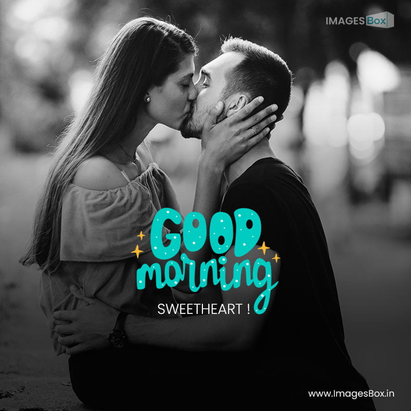 Romantic kiss good morning - outdoors happy spring face people 2023