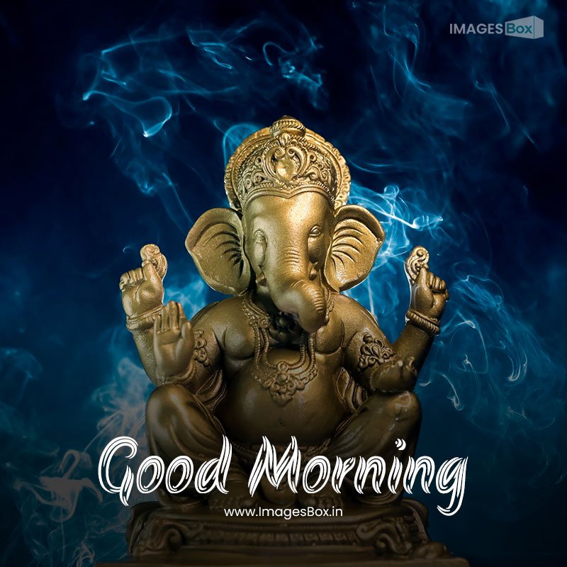 Good morning god-golden lord ganesha sclupture dark background celebrate lord ganesha festival 2023