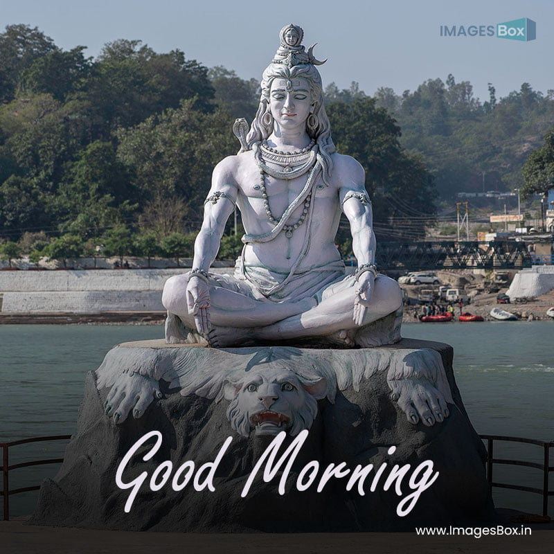 Good morning god-statue shiva hindu idol near ganges river water rishikesh india first hindu god shiva sacred places pilgrims 2023