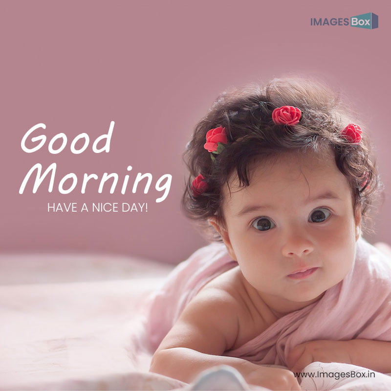 beautiful little baby girl pink background-child good morning 2023