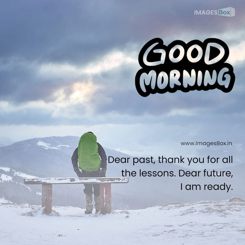 good morning winter-tourist with backpack mountain panorama winter landscape hiking 2023