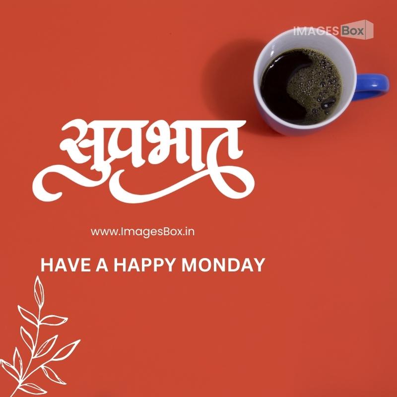 Background red with black coffee monday good morning images in hindi Monday Good Morning Images in Hindi