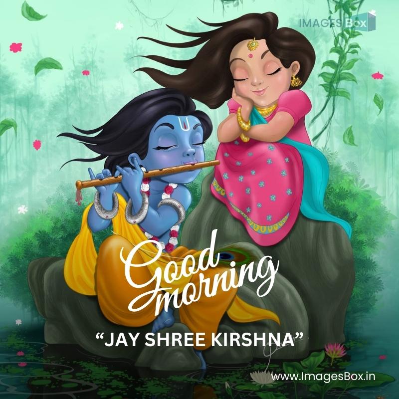 Radha and kirshna with flute jay shree krishna good morning images Jay Shree Krishna Good Morning Images