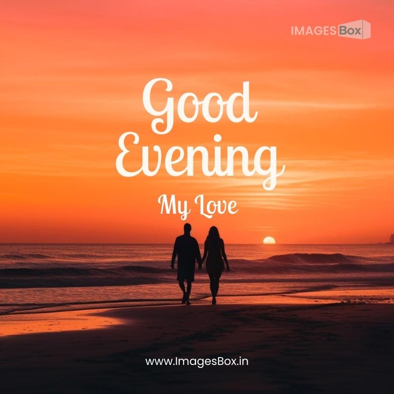 Beautiful sunset cute couple walking-romantic good evening images
