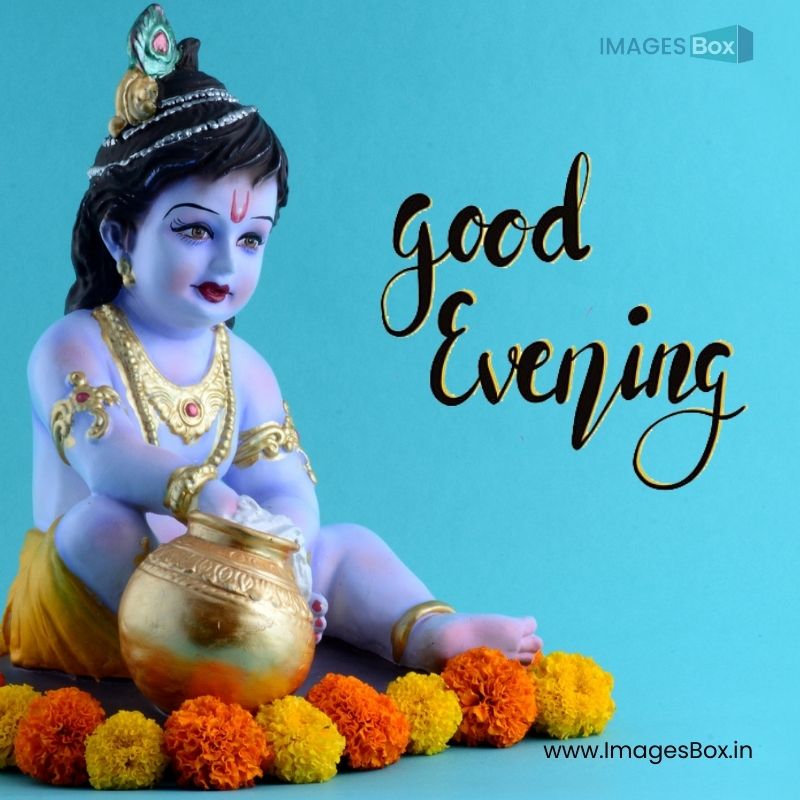 Hindu god krishna blue surface-good evening god image