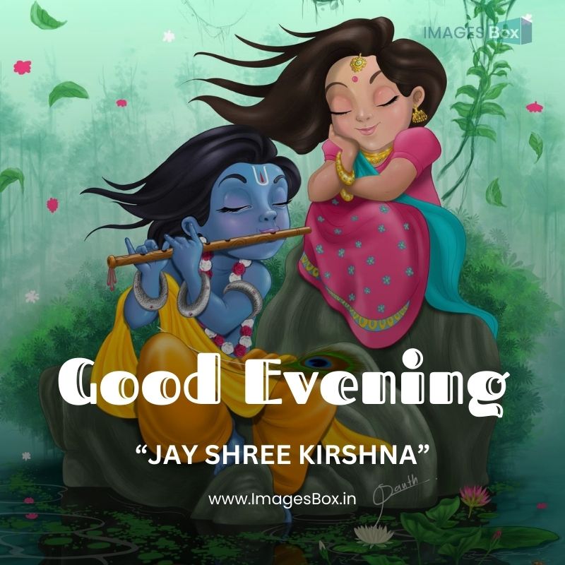 Radha and kirshna with flute-good evening krishna images