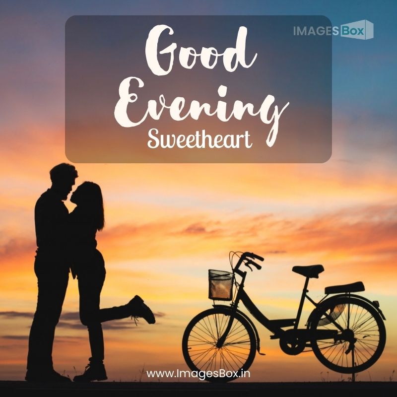 Silhouette couple love kissing sunset couple love concept-good evening sweetheart images