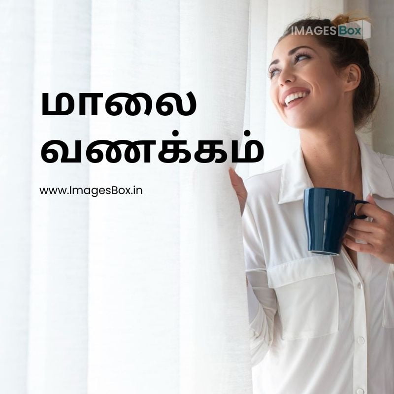 White background with girl-good evening images in tamil