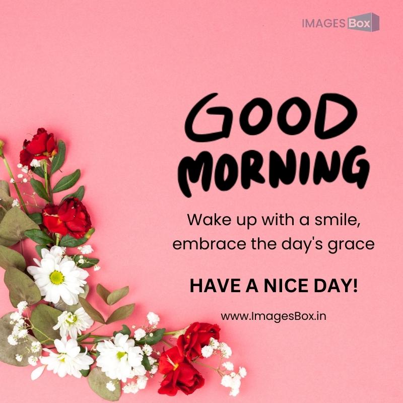 elevated view flowers leaf decorated peach background good morning rose image Good Morning Rose Image