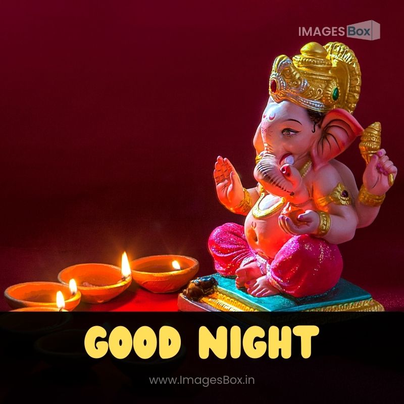 Clay Diya Lamps Lit with Lord Ganesha during Diwali Celebration-good night god images