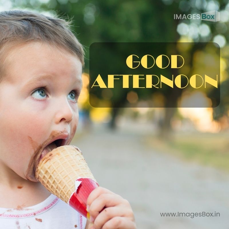 Cute child is eating Ice-Cream. kid with dirty face is eating ice cream-good afternoon images with ice cream