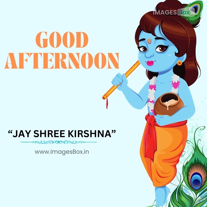 Happy Krishna Janmashtami, set of three poses. Lord Krishna with flute and pot-good afternoon krishna images