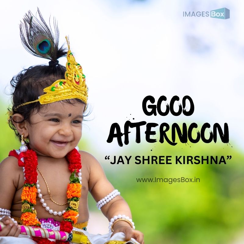 Happy little ethnic girl in Krishna costume in garden-good afternoon krishna images