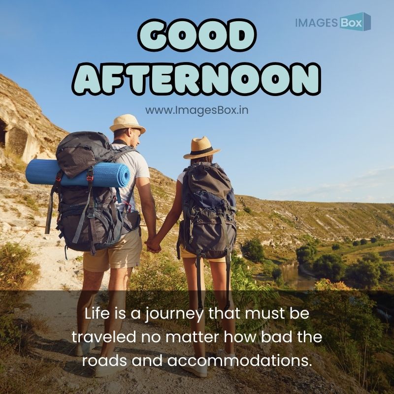 Hiking Couple with Backpack Walking on-good afternoon images with quotes for whatsapp