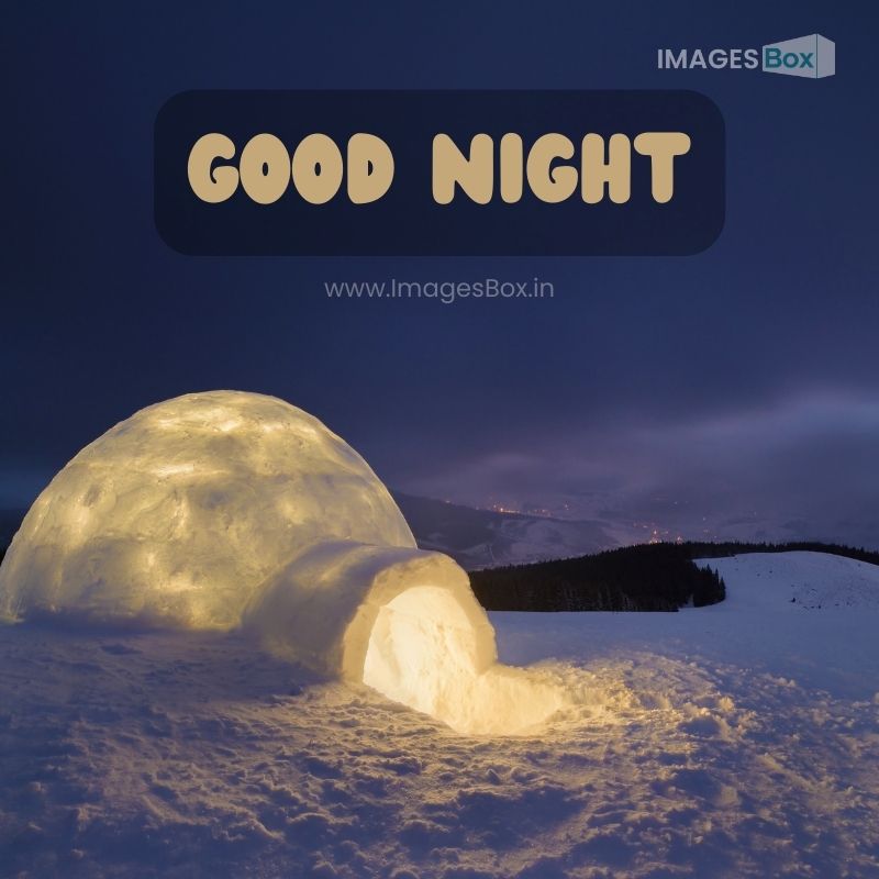 Snow igloo at night-good night winter images