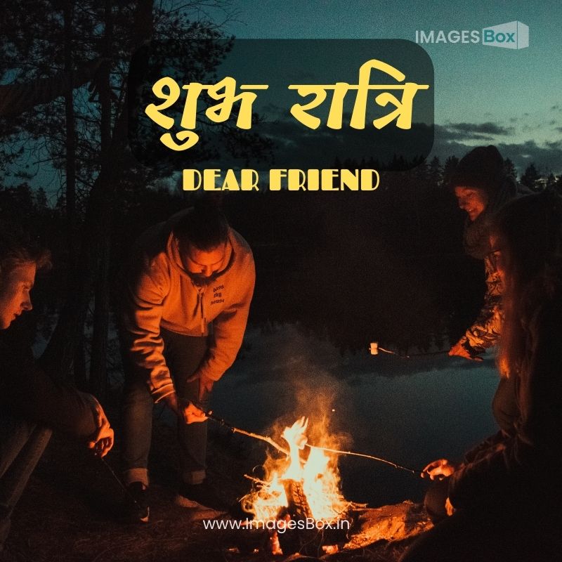 A Group of Friends Sitting in front of a Bonfire-good night images in hindi for friends