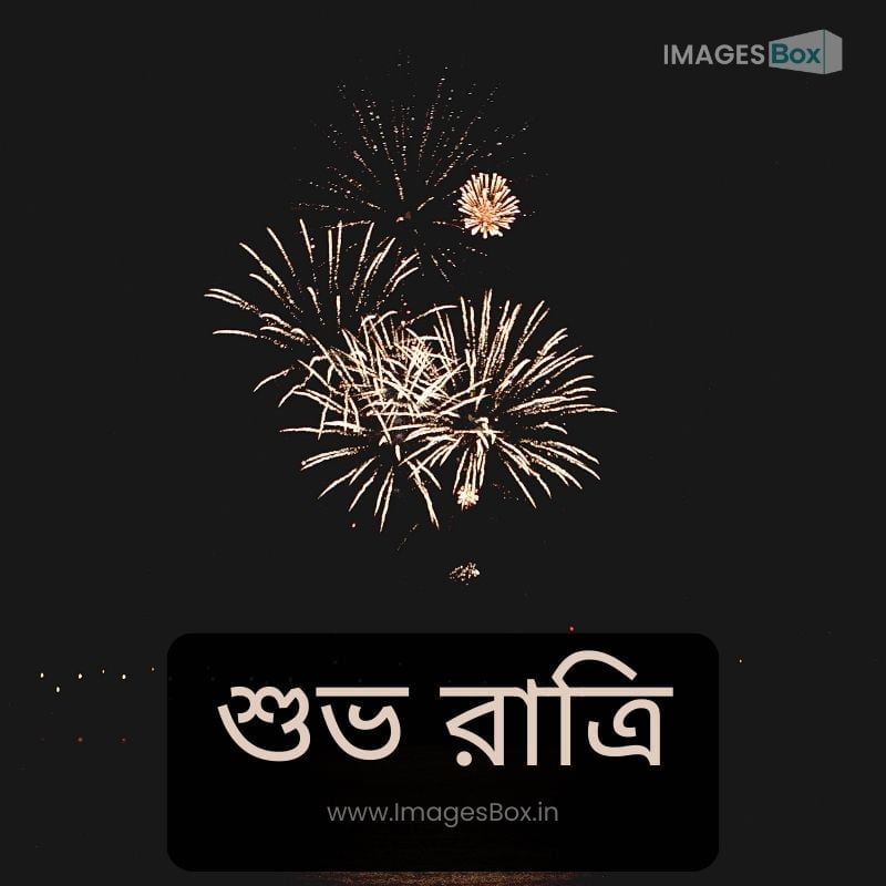 Beautiful night fireworks over the water-good night images in bengali