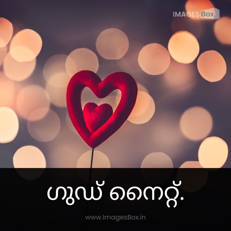 Beautiful red heart over blurry vintage-good night images malayalam love