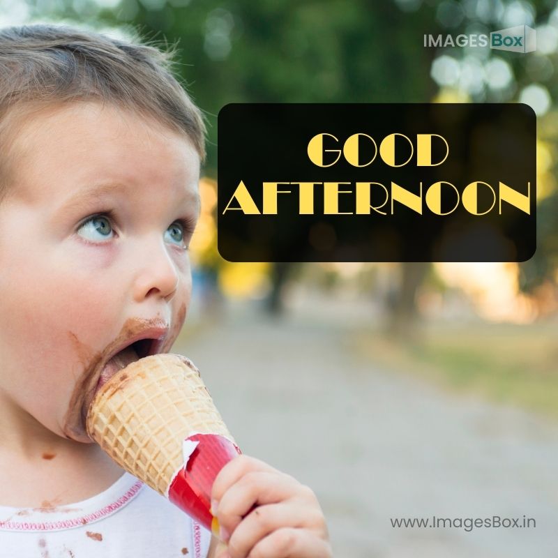 Cute child is eating Ice-Cream Good Afternoon image