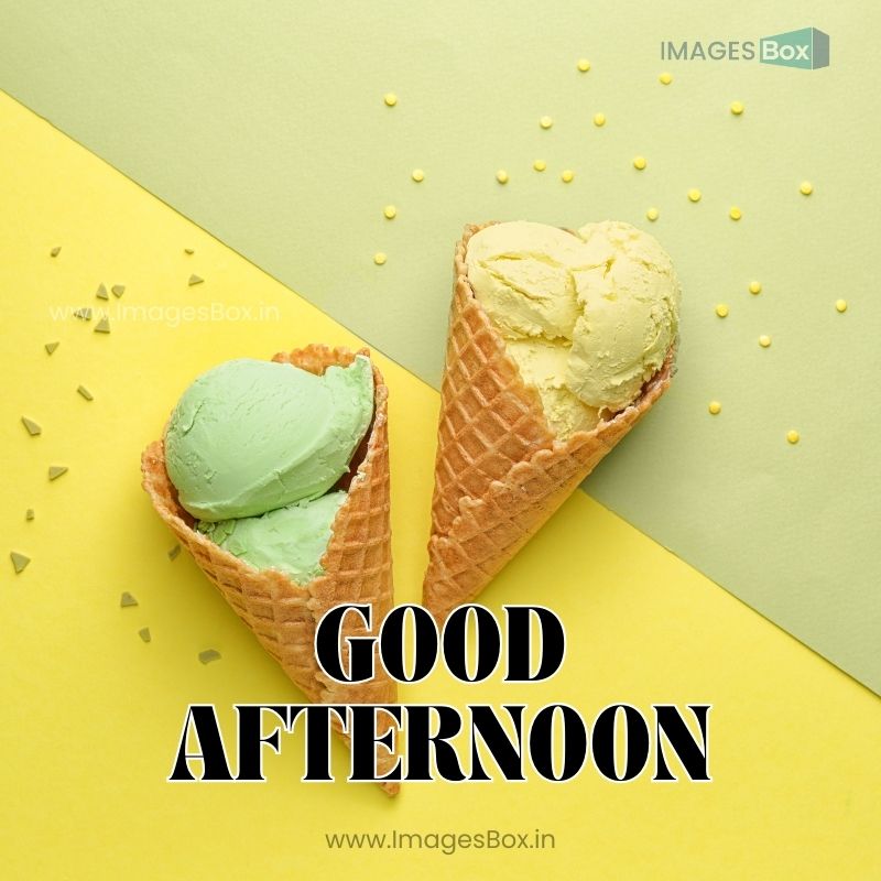 Sweet Tasty Ice-Cream on Color Background Good Afternoon image