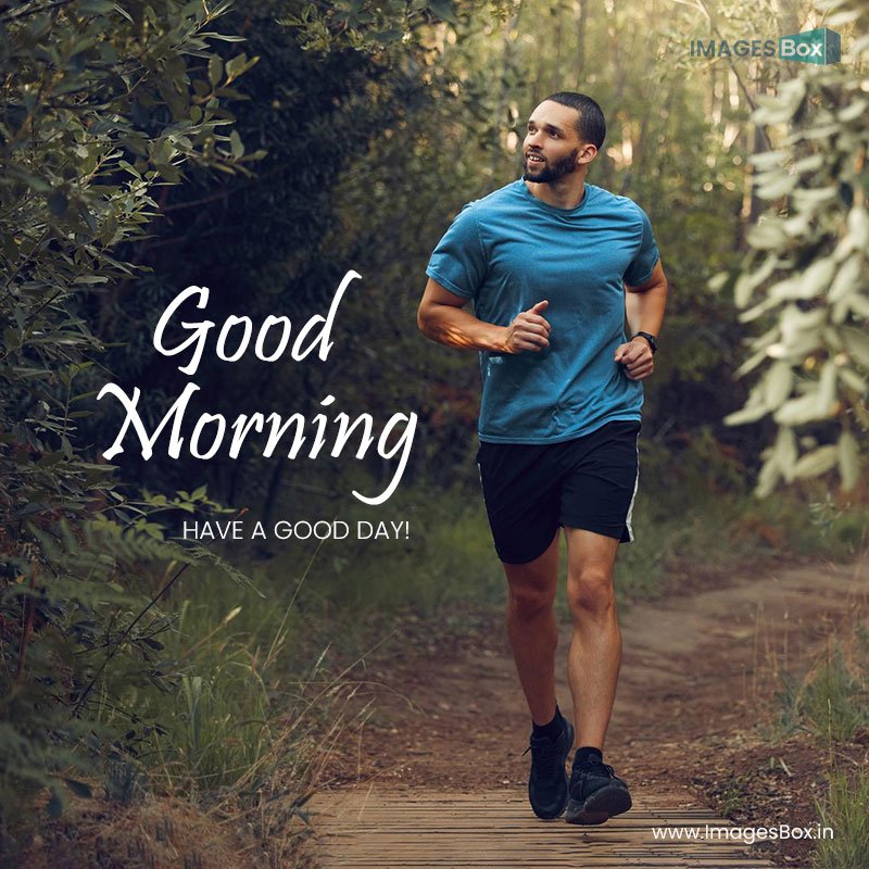running fitness man forest run good morning image