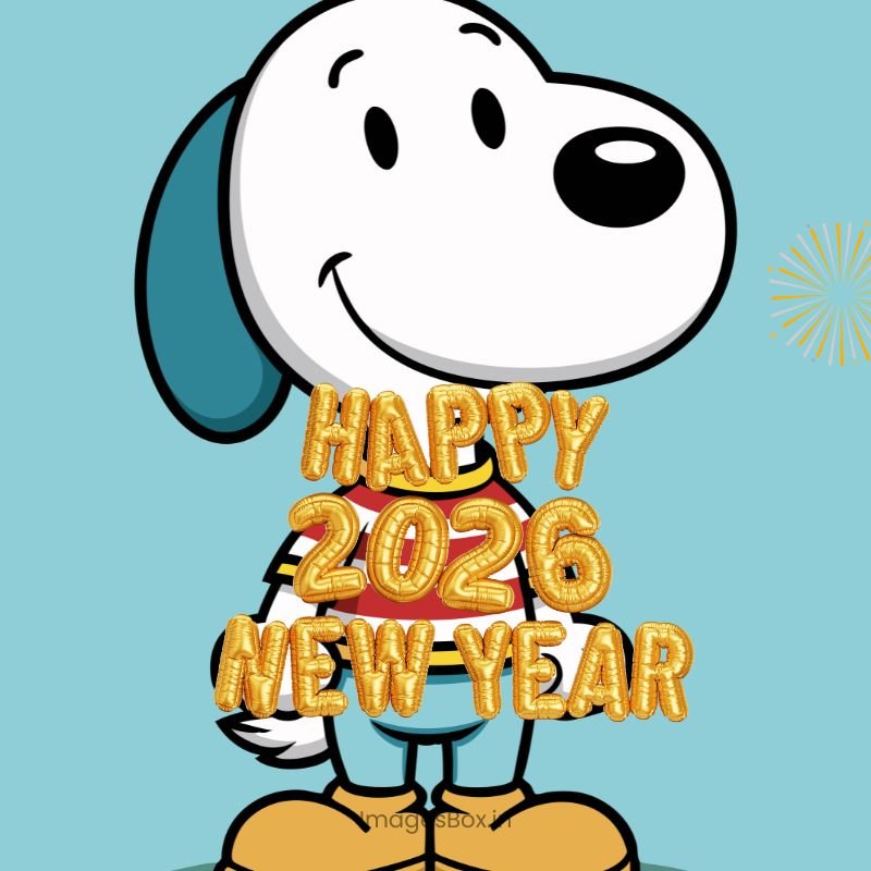2026 snnooy with cute smile-Snoopy New Year